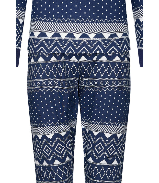 dark blue long sleeve cotton pyjama with buttons 'nordic beauty'