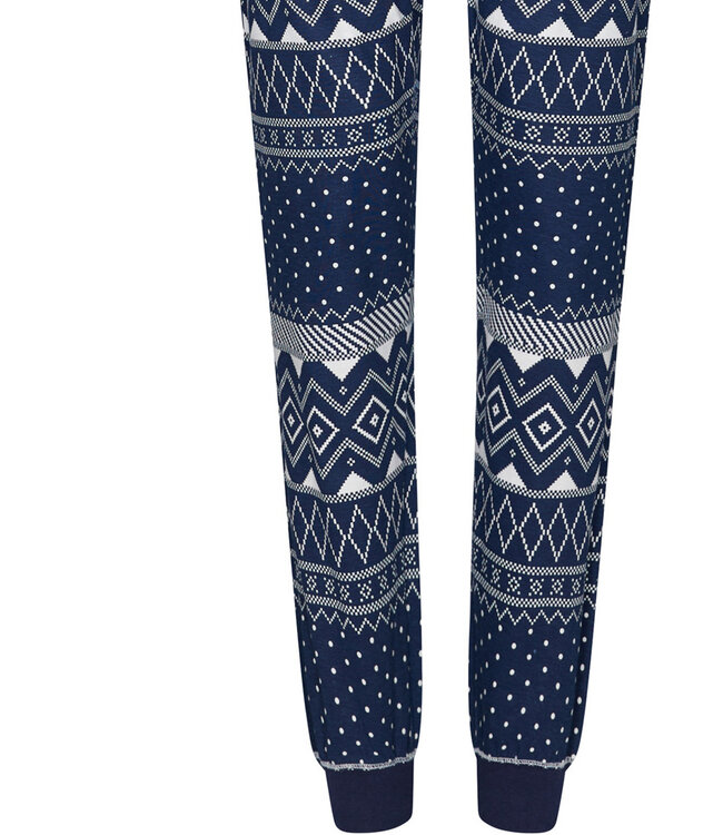 dark blue long sleeve cotton pyjama with buttons 'nordic beauty'