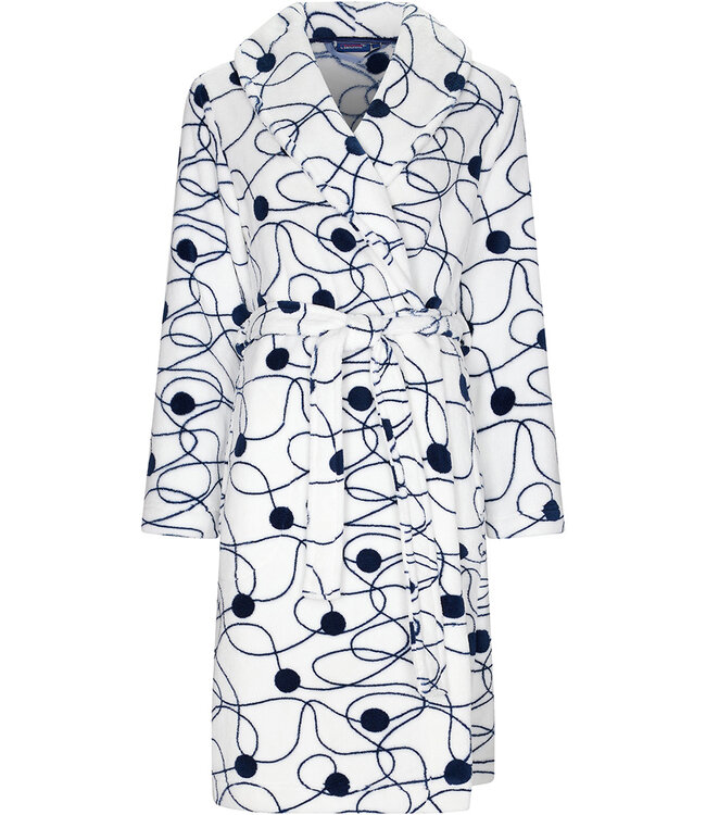 Rebelle ladies wrap-over coral fleece dressinggown 'abstract bobble line art'