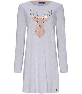 Rebelle ladies cotton-mix long sleeve nightdress 'Daisy deer'