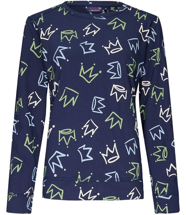 ladies dark blue organic cotton long sleeve pyjama 'Princess for a day'