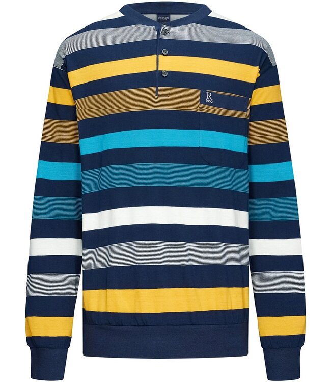 men's long sleeve cotton pyjama set with buttons 'bold stripes'