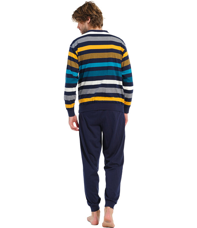 men's long sleeve cotton pyjama set with buttons 'bold stripes'