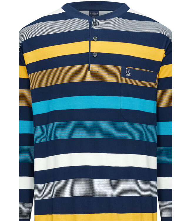 men's long sleeve cotton pyjama set with buttons 'bold stripes'