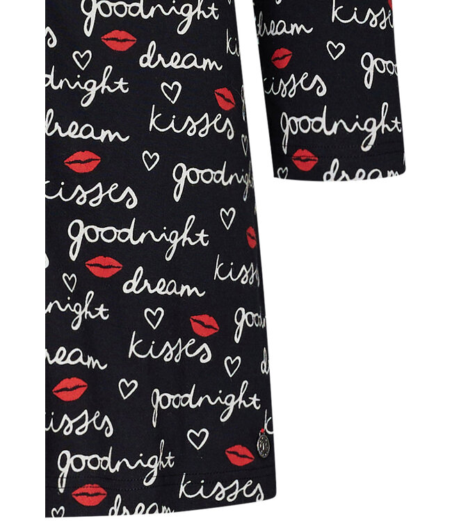 katoenen doorknoop dames nachthemd met lange mouwen 'goodnight kiss kiss'