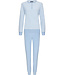 Pastunette gestreepte lichtblauwe badstof lounge - pyjama set met knopen 'stripey blue'