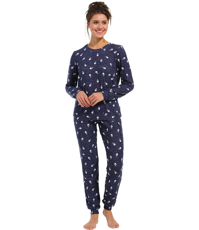 ladies long sleeve soft warm pyjama 'retro raindrop'