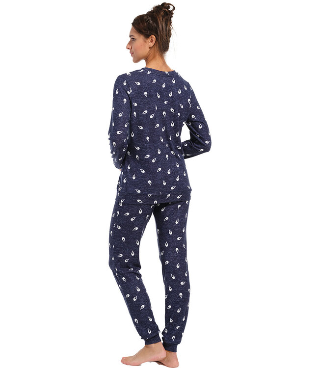 ladies long sleeve soft warm pyjama 'retro raindrop'
