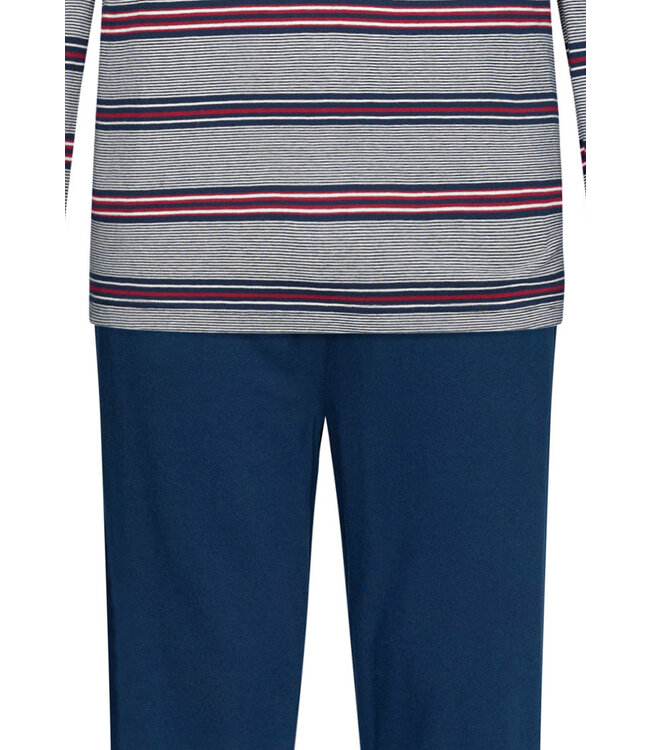 katoenen pyjama voor heren met lange mouwen en v-hals 'striped lines'