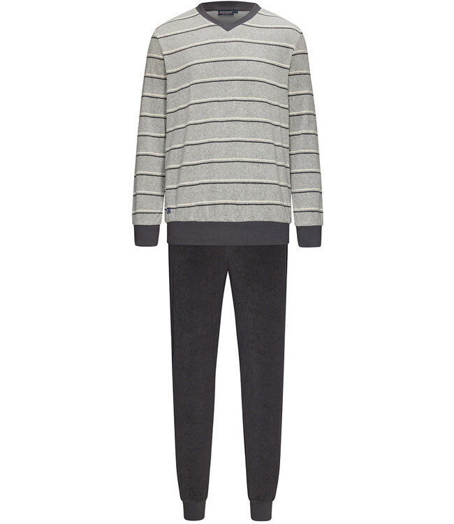 badstof herenpyjama met lange mouwen 'in the stripe'