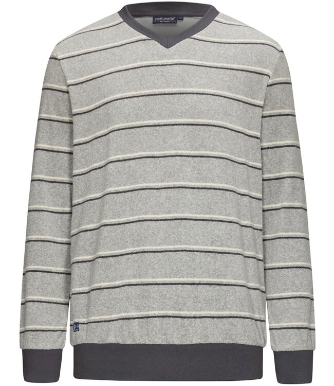 mens 'v' neck terry lounge pyjama set 'in the stripe'