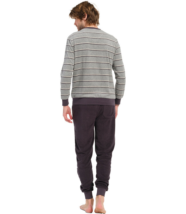 mens 'v' neck terry lounge pyjama set 'in the stripe'