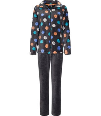 Rebelle dames huispak van zacht fleece met rits 'completely dotty'