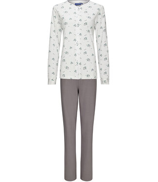 Pastunette organic cotton full button pyjama set 'wishy flower & stripes'