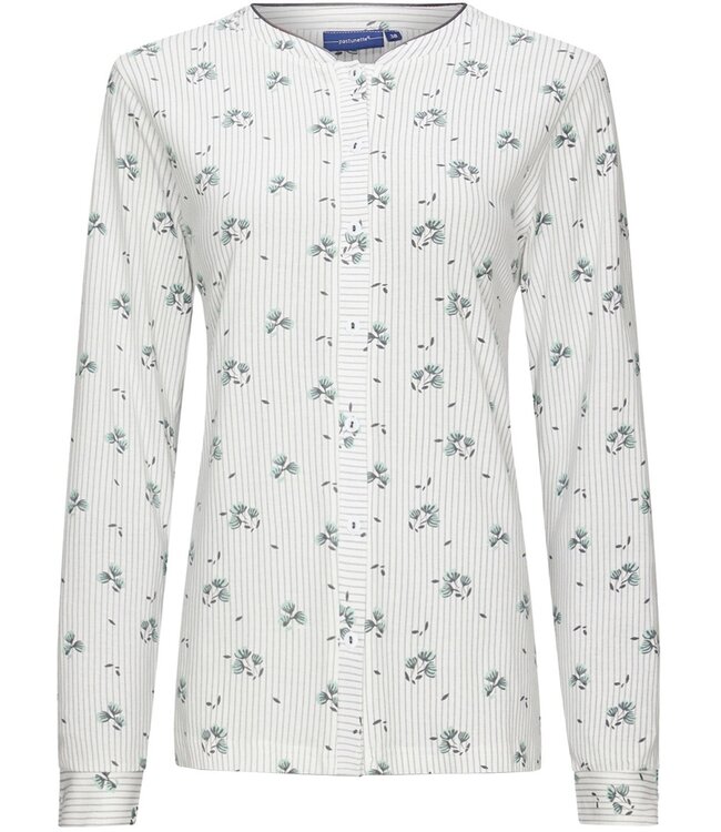 organic cotton full button pyjama set 'wishy flower & stripes'