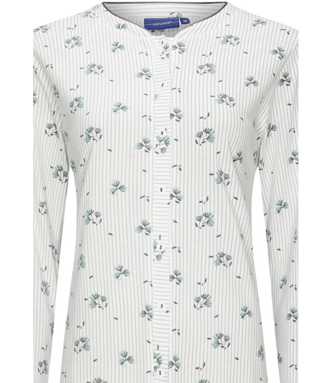 biologisch katoenen doorknoop pyjama set 'whishy flower & stripes'