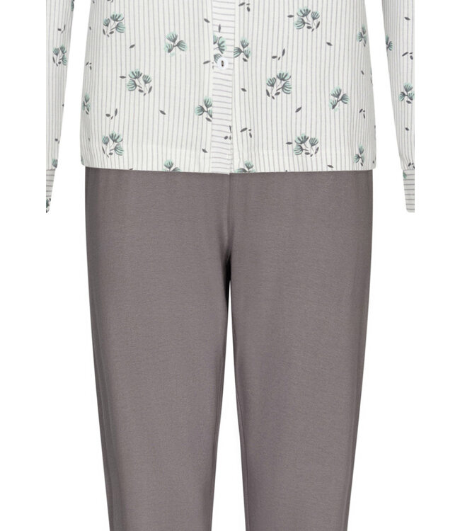 organic cotton full button pyjama set 'wishy flower & stripes'