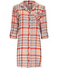geweven-katoen doorknoop nachthemd met lange mouwen 'peachy orange check'