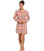 long sleeve full button woven cotton nightdress 'peachy orange check'