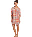 long sleeve full button woven cotton nightdress 'peachy orange check'