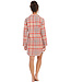 long sleeve full button woven cotton nightdress 'peachy orange check'