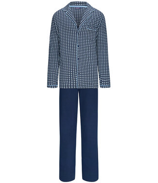 Pastunette for Men mens full button cotton pyjama set 'cubes & dashes'