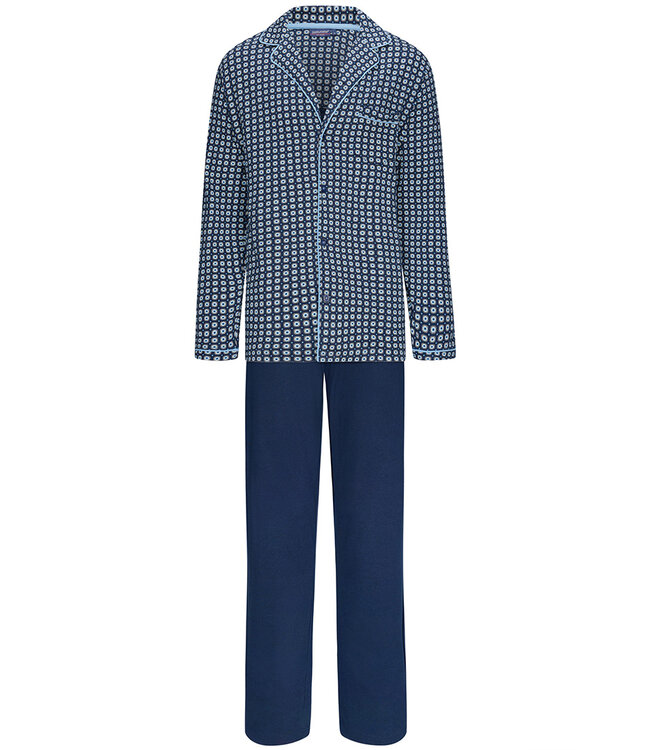 Pastunette for Men mens full button cotton pyjama set 'cubes & dashes'