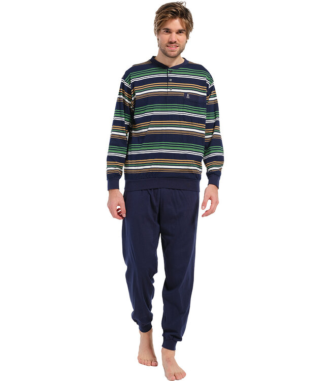 men's long sleeve cotton pyjama set with buttons 'just stripes'
