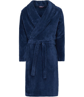 Pastunette for Men mens dark blue wrap-over fleece robe 'cool trendy lines'