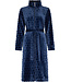 Pastunette ladies dark blue soft fleece morninggown with full zip 'dotty circles'