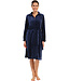 ladies dark blue soft fleece morninggown with full zip 'dotty circles'