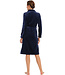 ladies dark blue soft fleece morninggown with full zip 'dotty circles'