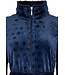 ladies dark blue soft fleece morninggown with full zip 'dotty circles'