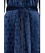 ladies dark blue soft fleece morninggown with full zip 'dotty circles'