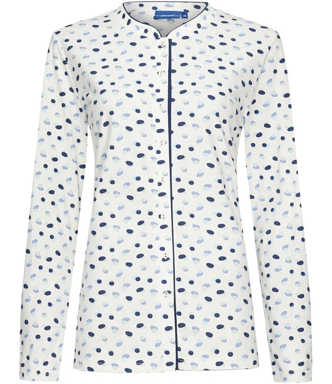katoenen doorknoop dames pyjama met lange mouwen 'classic ditsy dots'