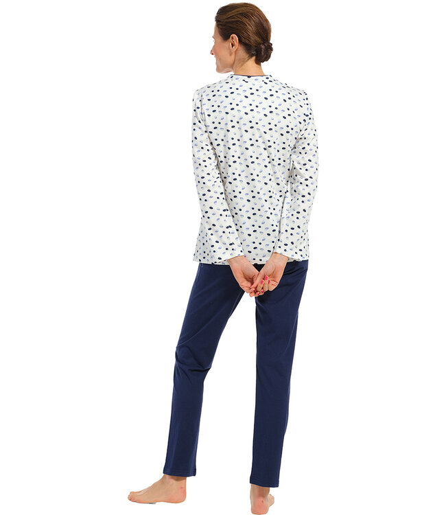 ladies long sleeve full button cotton pyjama set 'classic ditsy dots'