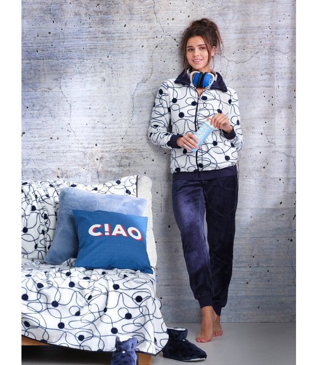 coral fleece dames huispak 'abstract bobble line art'