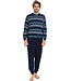 badstof lounge pyjama met lange mouwen en 'v'-hals 'just stripes'