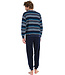 badstof lounge pyjama met lange mouwen en 'v'-hals 'just stripes'