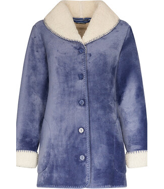 Pastunette Deluxe short, fleece full button house jacket 'stitch pretty'