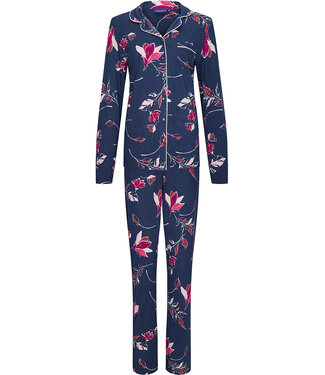 Pastunette ladies full button cotton-modal pyjama 'fuchsia flower garden'