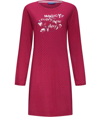 Pastunette ladies long sleeve cotton nightdress 'magic fuchsia flower garden'