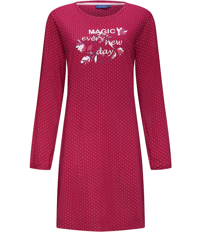 Pastunette ladies long sleeve cotton nightdress 'magic fuchsia flower garden'