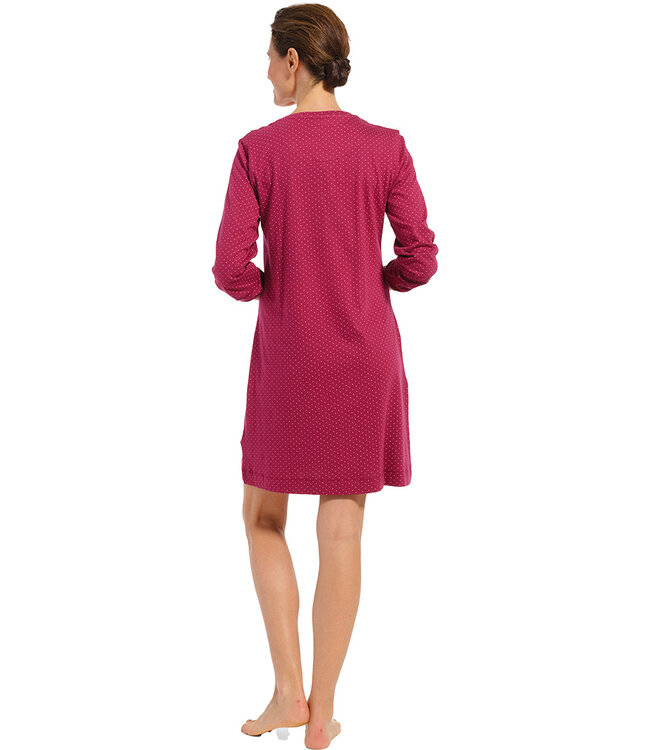 katoenen dames nachthemd met lange mouwen 'magic fuchsia flower garden'