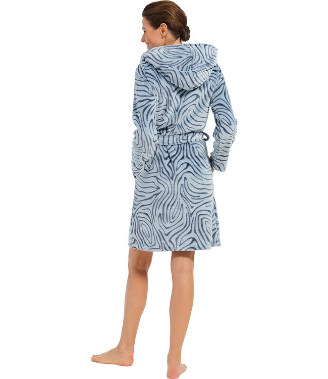 ladies wrap-over fleece dressinggown with hood 'animal fashion'