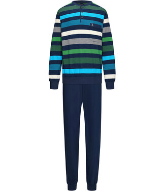 Robson katoenen heren pyjama met lange mouwen en knopen 'bold stripes'