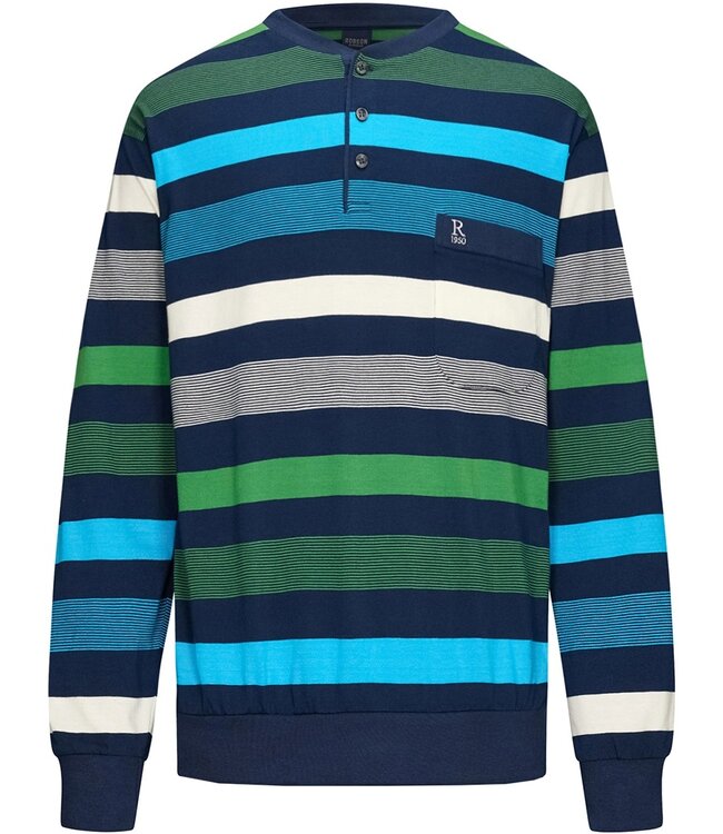 katoenen heren pyjama met lange mouwen en knopen 'bold stripes'