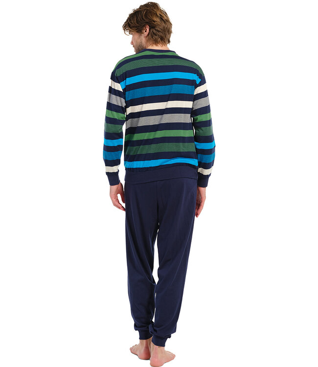 men's long sleeve cotton pyjama set with buttons 'bold stripes'