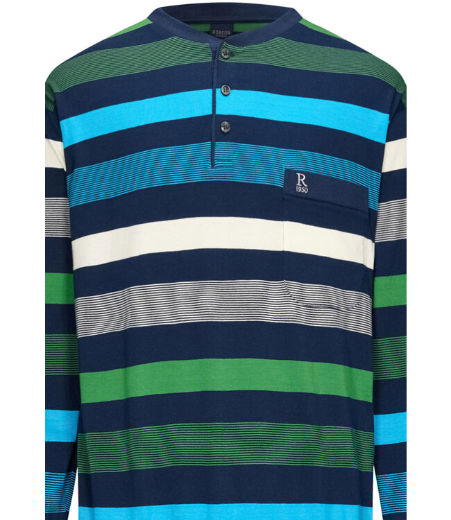 men's long sleeve cotton pyjama set with buttons 'bold stripes'