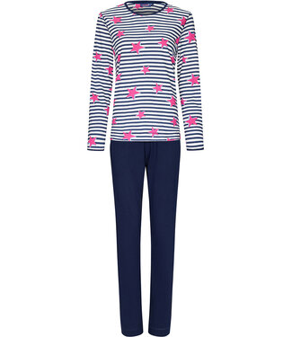 Rebelle ladies long sleeve cotton stripey pyjama set 'trendy starlines'